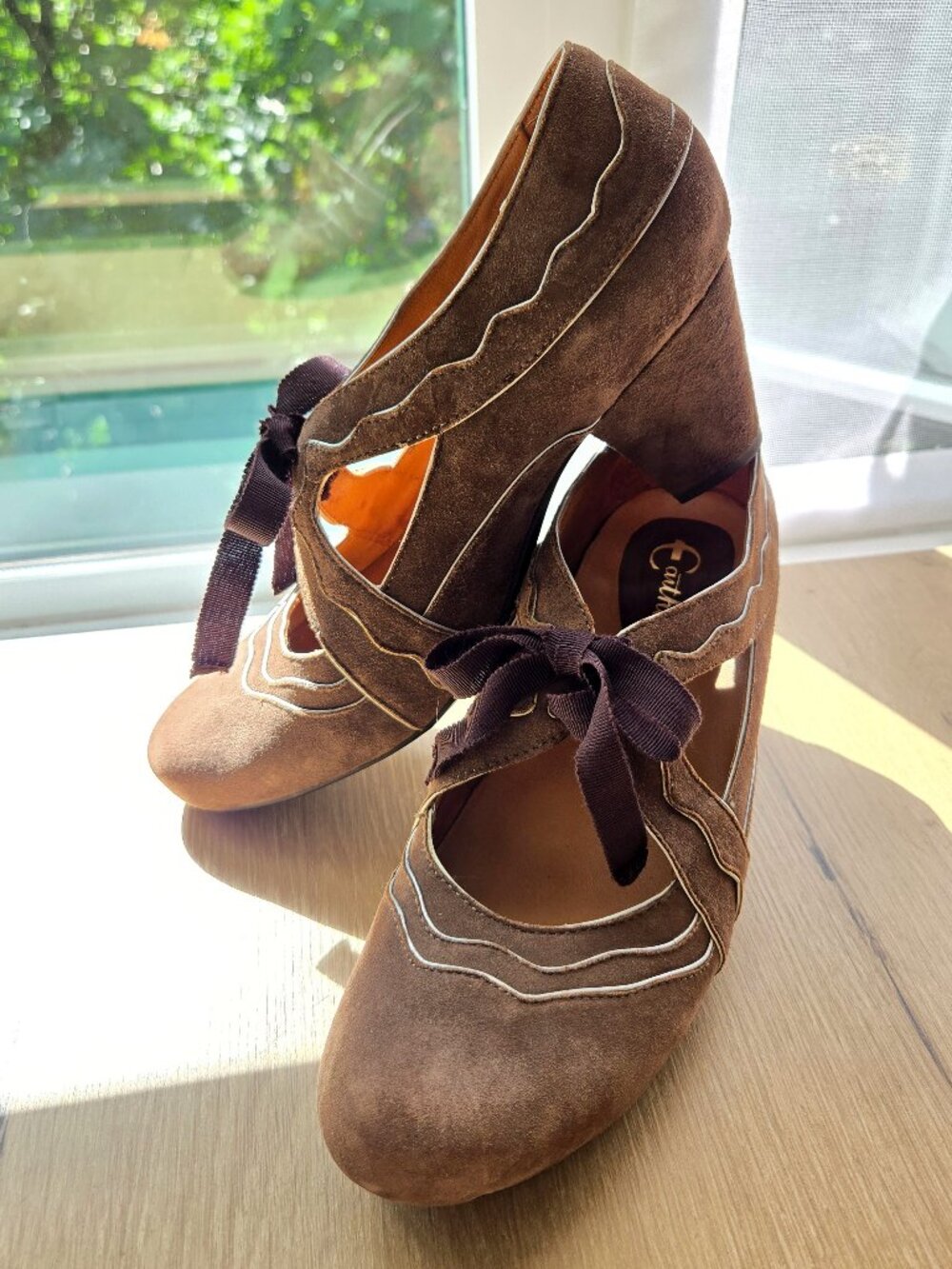 Earthies Sarenza Suede Mary Jane Pump Heels Brown Size 8.5B Comfort